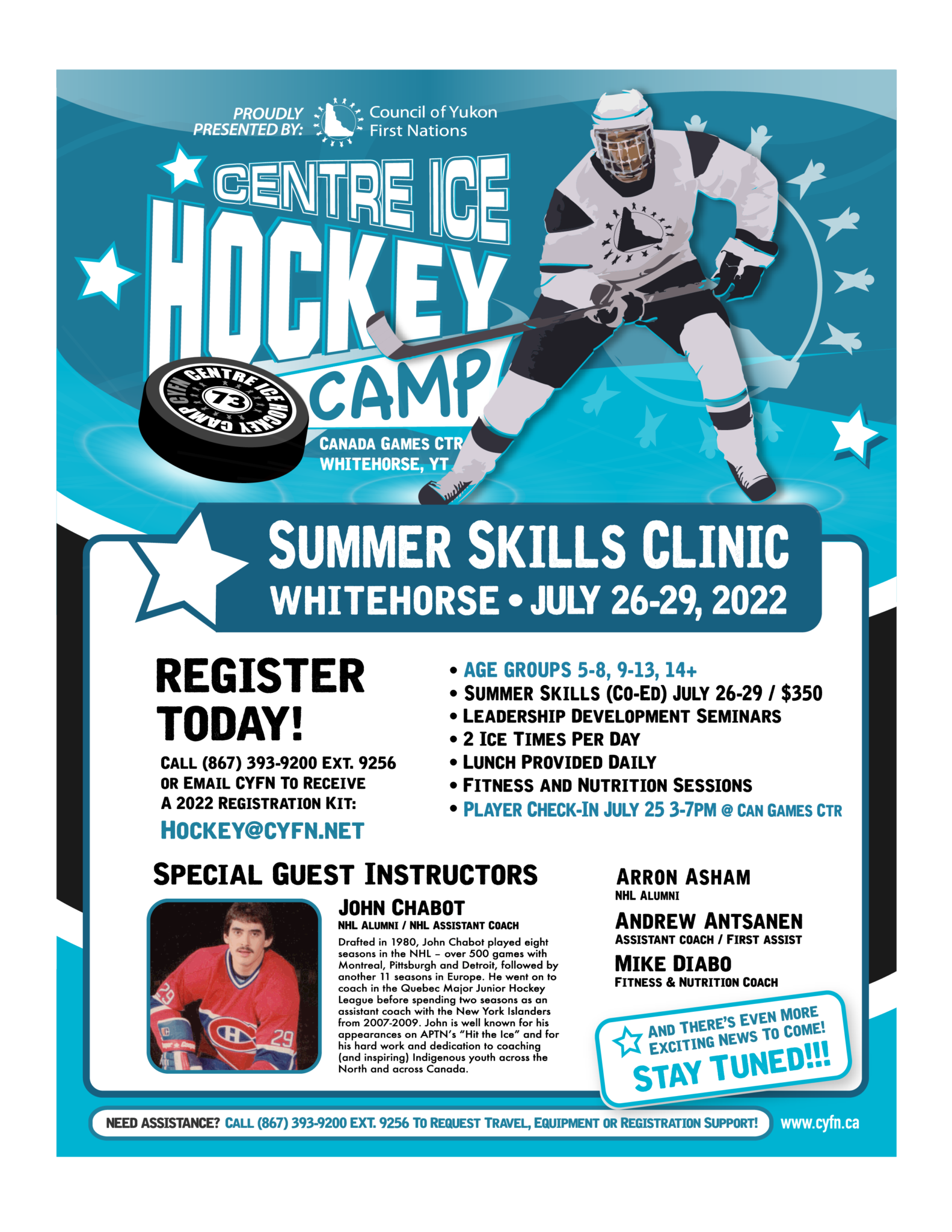 REGISTER TODAY 2022 Centre Ice Hockey Camp Council of Yukon First
